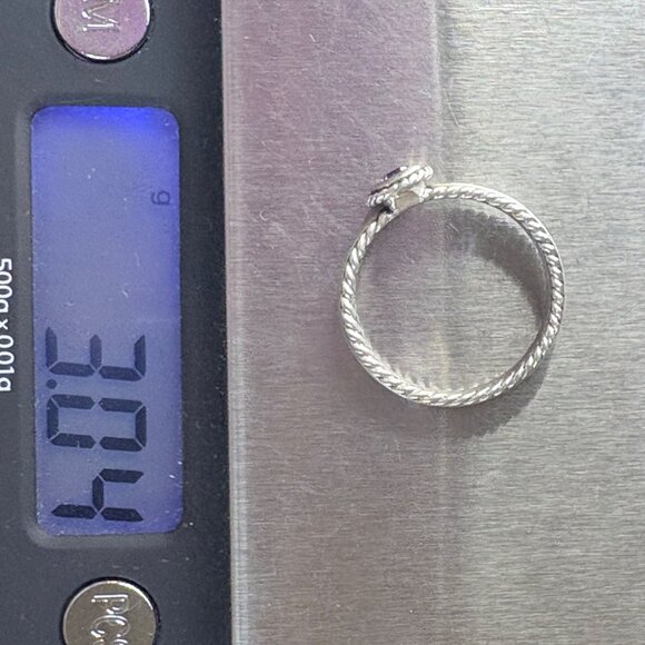VTG Solid Sterling Silver 925 Amethyst Bezel Set Rope Border Ring Size 7.75 - Picture 8 of 9